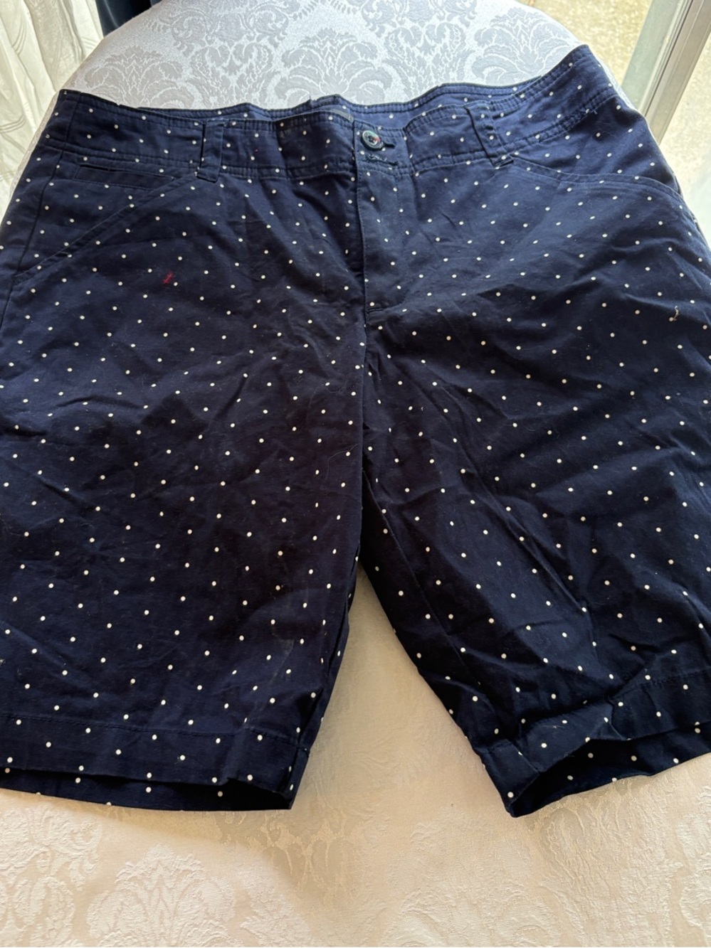 Lee Navy Blue Polka Dot Women's Bermuda Shorts